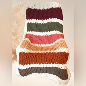 Handknitted Colorblock Chunky Knit Throw